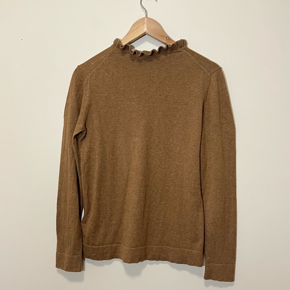 J. Crew Factory Cotton Ruffle Sweater With Buttons - Picture 4 of 11